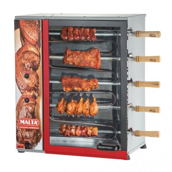 Churrasqueira Rotativa Elétrica Vertical 5 Espetos Malta 127V