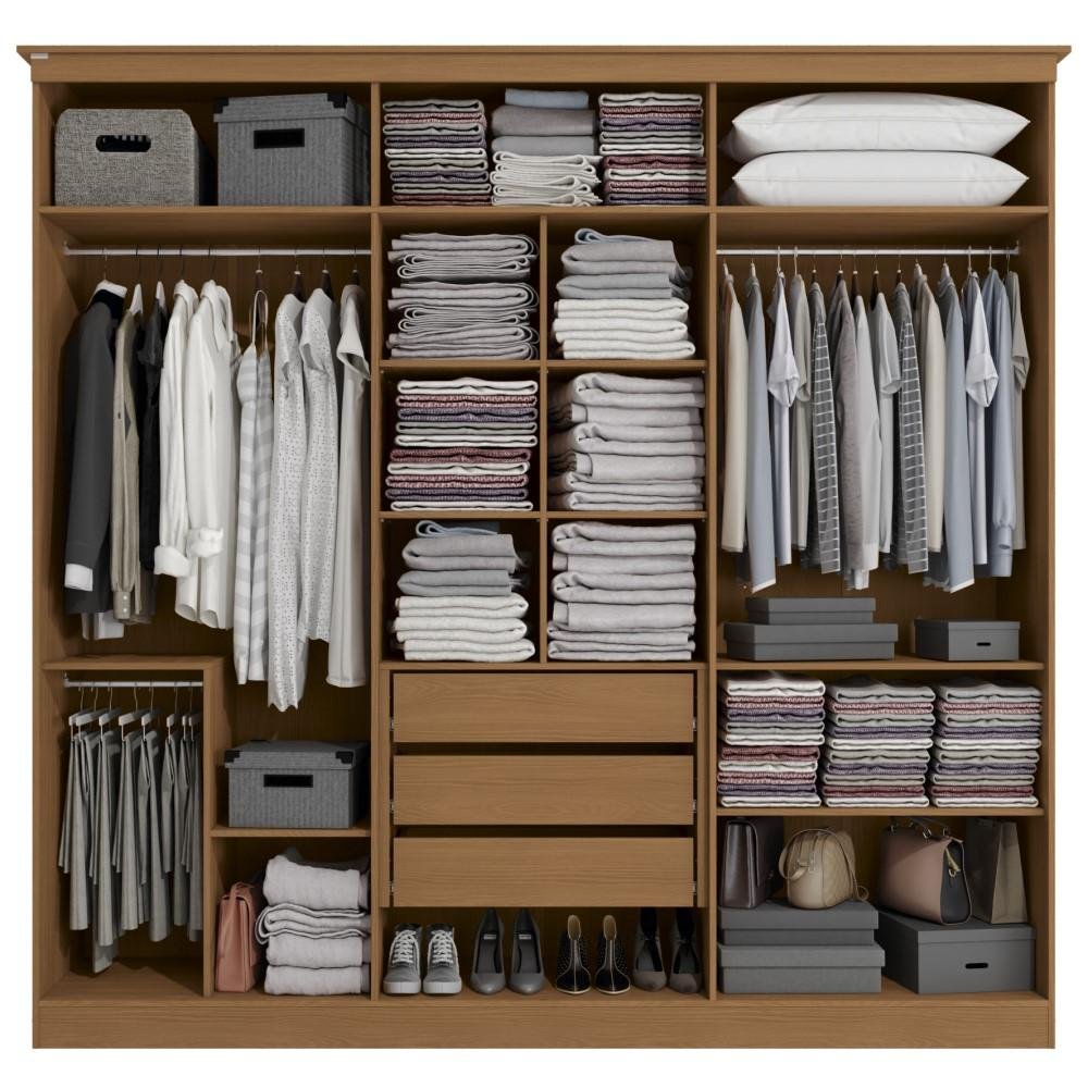 Guarda Roupa Casal 6 Portas 3 Gavetas Kappesberg Canela - R583-cn