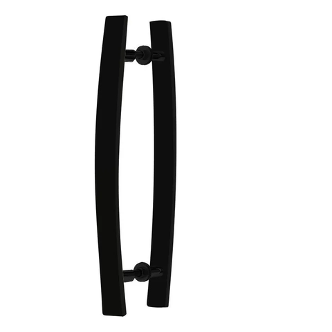 Puxador Duplo Alumínio Curvo 60cm Porta Pivotante Preto