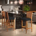 Ver imagem 2 de Kit 02 Banquetas Altas Para Cozinha Sala De Jantar Encosto Em Tela Zion L02 Facto Preto - Lyam