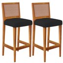 Ver imagem 1 de Kit 02 Banquetas Altas Para Cozinha Sala De Jantar Encosto Em Tela Zion L02 Facto Preto - Lyam