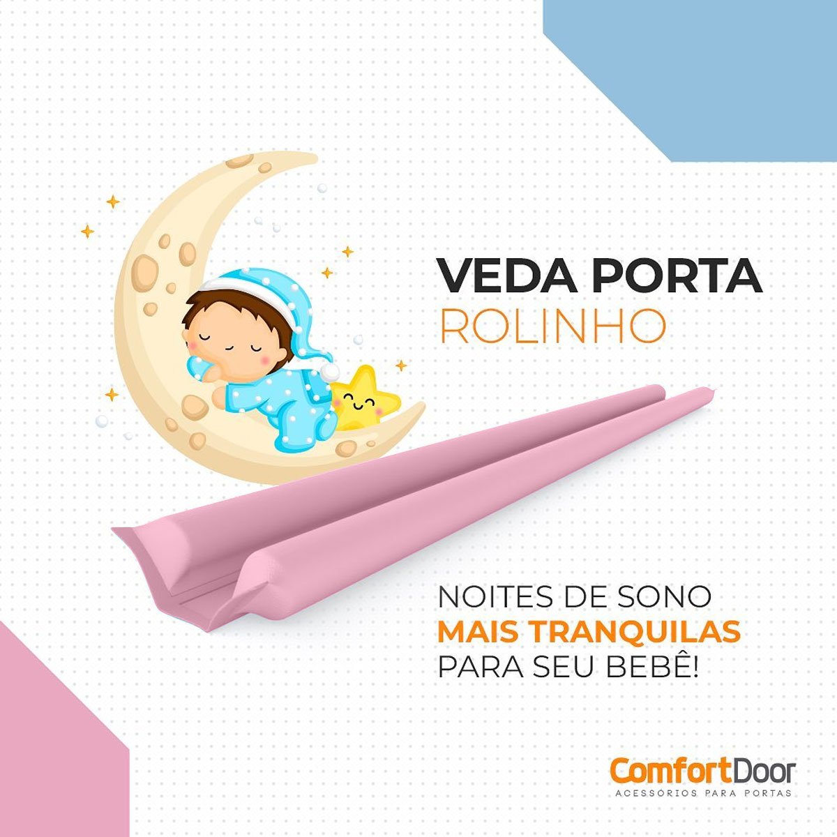 Veda Porta Rolinho 100cm Ajustável em Couro Sintético e Espuma Comfort Door Rosa Claro - 2