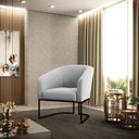 Ver imagem 1 de Poltrona Stella em Suede Cinza com Base Industrial Preta em Aço – Estrutura em Madeira – D’rossi
