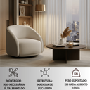 Ver imagem 6 de Poltrona Orgânica Giratória Luxuosa Tecido Bouclé Bege Corino Cinza Moderno Sala Estar Quarto Hall