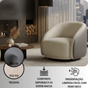 Ver imagem 5 de Poltrona Orgânica Giratória Luxuosa Tecido Bouclé Bege Corino Cinza Moderno Sala Estar Quarto Hall