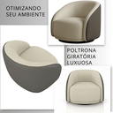 Ver imagem 3 de Poltrona Orgânica Giratória Luxuosa Tecido Bouclé Bege Corino Cinza Moderno Sala Estar Quarto Hall
