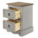 Ver imagem 3 de Mesa de Cabeceira de Madeira Maciça com 2 Gavetas Cinza Lavado