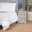 Ver imagem 5 de Mesa de Cabeceira de Madeira Maciça com 2 Gavetas Cinza Lavado