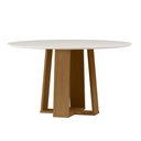 Ver imagem 3 de Conjunto Sala de Jantar Mesa Isabela 135x135 6 Cadeiras Cecilia Ype/off White/veludo Nude