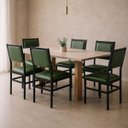 Ver imagem 1 de Kit 6 Cadeiras Flora de Cozinha Jantar Reforço Aço Preto Assento e Encosto Cor Verde