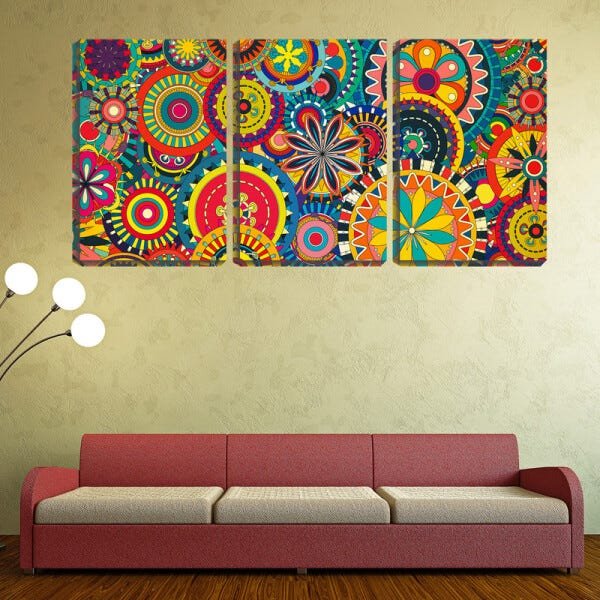 Quadro canvas 55x110 mandalas coloridas arte abstrata - 2