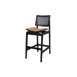Banqueta Alta Bistrô Cozinha Moderna Luxo Preto Megan:couro Ecológico Durango Kaki - 1