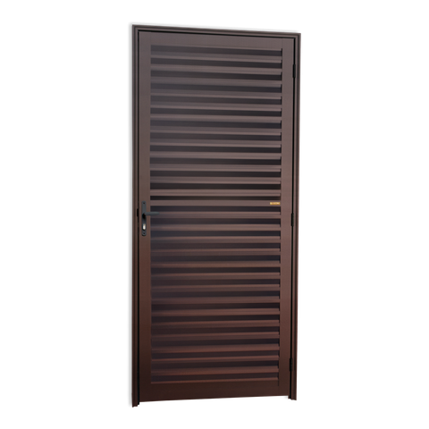 Porta Veneziana Alumínio 86 Esq Marrom Corten Brimak