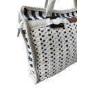 Ver imagem 2 de Bolsa Retangular em Algodão com Macramê Cru com Listra Azul