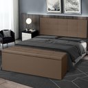 Ver imagem 2 de Kit Cabeceira Painel e Calçadeira Baú King 1,95m Roma Suede Marrom Sky Mobile
