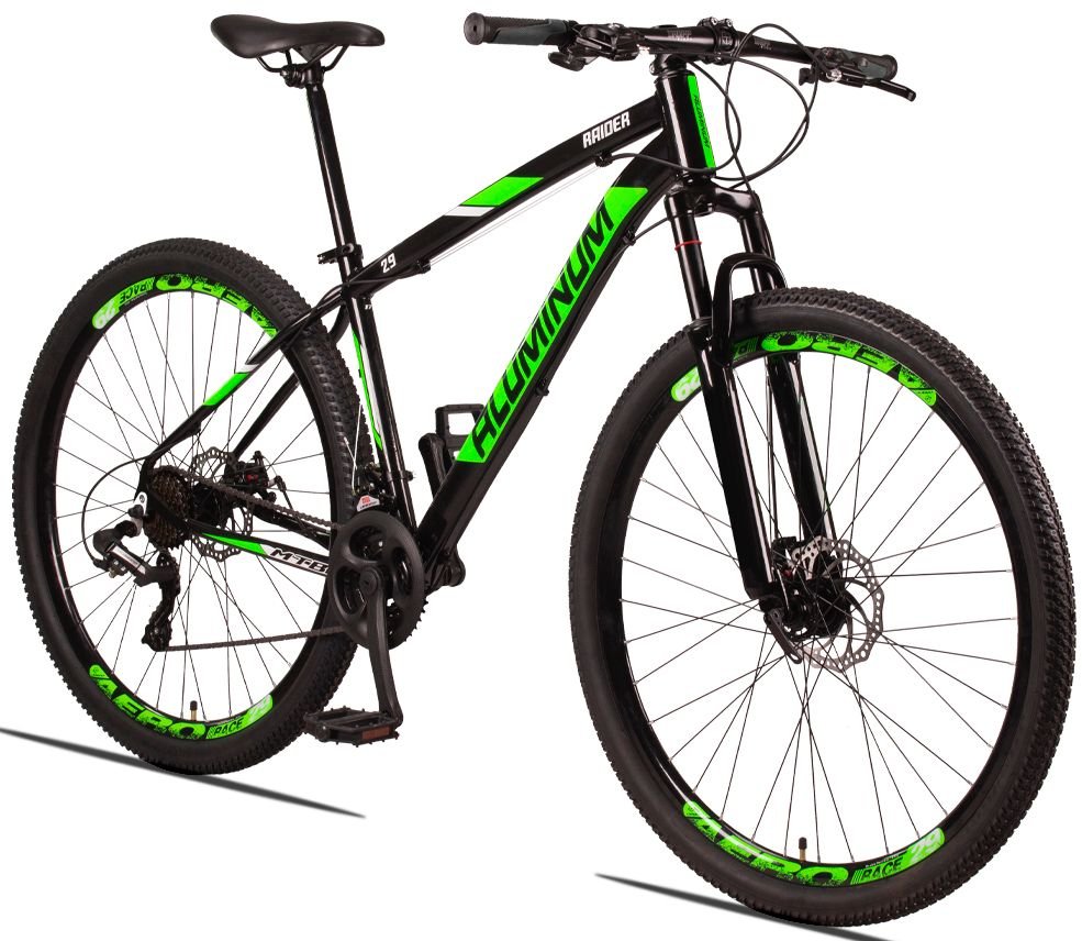 Bicicleta 29 Aluminum Raider 24 Marchas Index Freio a Disco - 17 - Verde - 2