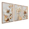 Kit com 3 Quadros Decorativos 30x50 Cm Floral Romantico Contemporaneo com Moldura Retangular Natural - 2