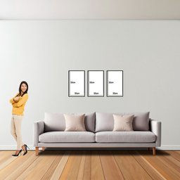 Kit com 3 Quadros Decorativos 30x50 Cm Floral Romantico Contemporaneo com Moldura Retangular Natural - 4