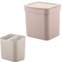 Ver imagem 1 de Kit Lixeira 2,5l Trium ou Compacta e Porta Talheres Organizador Pia Cozinha ou Bege