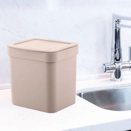 Kit Lixeira 2,5l Trium ou Compacta e Porta Talheres Organizador Pia Cozinha ou Bege - 4