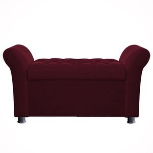 Recamier Baú Sapateira Louis 160x Cama Queen Size Suede Vinho - Majú Deor