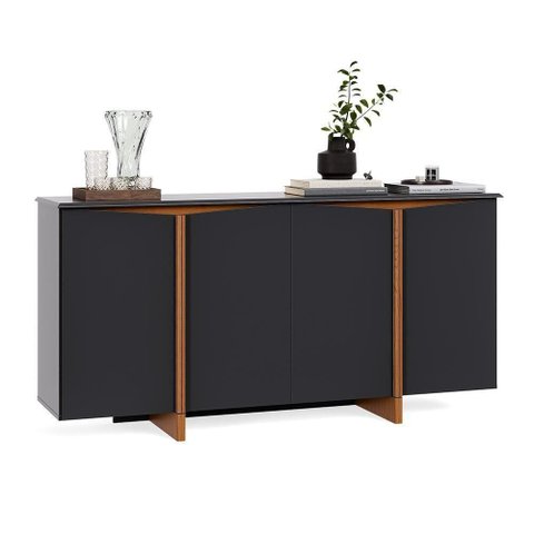 Aparador Flow Sense 4 Portas MDF-MDP 160cm Preto EJ Móveis