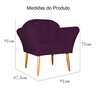 Poltrona Decorativa Para Sala Comercial Amélia Suede Roxo - LM DECOR - 6