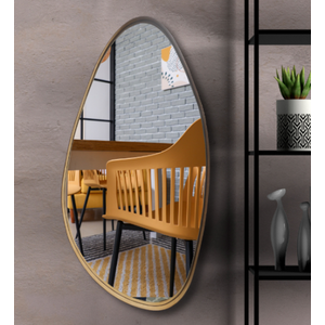 Espelho Decorativo Orgânico 02 com Moldura Lâmina de Madeira