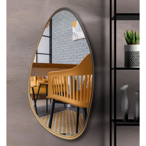 Espelho Decorativo Orgânico 02 com Moldura Lâmina de Madeira