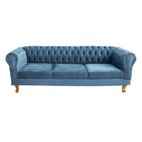 Sofá Chesterfield Capitone Duque Suede Petróleo 2,30