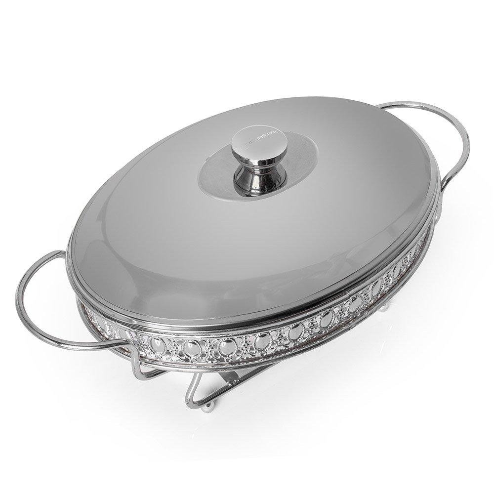 Rechaud em Vidro Clássico Oval com Tampa Inox Gourmet Mix - 3