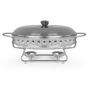 Rechaud em Vidro Clássico Oval com Tampa Inox Gourmet Mix