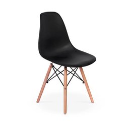 Conjunto de Mesa de Jantar Eames Eiffel Redonda 120cm Tampo de Madeira Branco com 5 Cadeiras Pretas - 3
