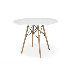 Conjunto de Mesa de Jantar Eames Eiffel Redonda 120cm Tampo de Madeira Branco com 5 Cadeiras Pretas - 2