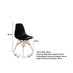 Conjunto de Mesa de Jantar Eames Eiffel Redonda 120cm Tampo de Madeira Branco com 5 Cadeiras Pretas - 4