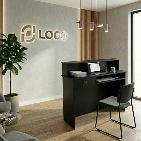 Balcão Caixa de 1,215m para Atendimento Recepção Consultório Escritório Lojas Cor Preto