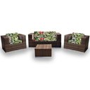 Ver imagem 1 de Conjunto de Sofá Fibra Sintética Quadrado - 1 Sofá 2L + 2 Poltronas + 1 Mesa Centro - Tecido Saquare