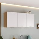 Ver imagem 1 de Armário Aéreo Suspenso para Cozinha Multiuso 3 Portas 120cm A00120007 Cor Carvalho/Branco - Ozini