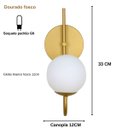 Ver imagem 3 de Arandela Luminária Quarto Globo 12 cm Moderno Dourado Fosco BF Decor