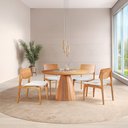 Ver imagem 2 de Mesa de Jantar Allure Vidro Centro com 4 Cadeiras Valença Linho Off White 130x130