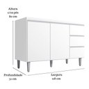 Ver imagem 2 de Balcão Gabinete Andreia sem Tampo 120cm 2 Portas 3 Gavetas Ajl Móveis - Branco