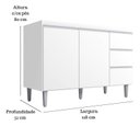 Ver imagem 2 de Balcão Gabinete Andreia sem Tampo 120cm 2 Portas 3 Gavetas Ajl Móveis - Branco