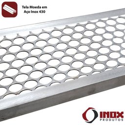 Grelha Inox com Tela Moeda - Modelo 03 - Inox 430 - 100x25x2,5 Cm - 2