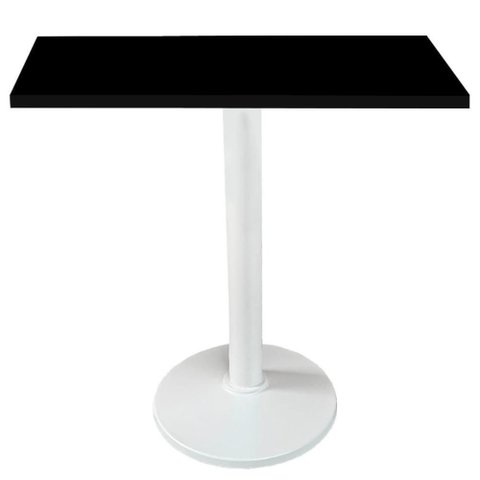 Mesa Zeta Ferro Branco 75 Cm (alt) Disco Redondo Tampo Mdp Quadrado 80 Cm (larg) X 2,5 Cm (alt)