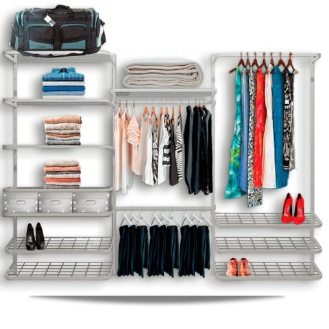 Roupeiro Closet Modulado Aramado Caixas Organizadoras 2,80m - Branco