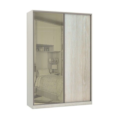 Guarda-roupa Solteiro Luciane 2 Portas de Correr 3 Gavetas Prime Plus Alumínio com Vidro 8 Cm
