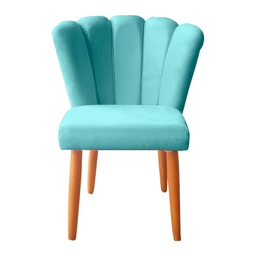 Kit 2 Cadeiras Poltrona Sala de Jantar Penteadeira Reforçada Decorativa Pétala Suede Azul Tifany - 2