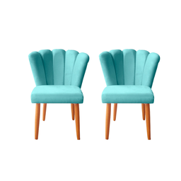 Kit 2 Cadeiras Poltrona Sala de Jantar Penteadeira Reforçada Decorativa Pétala Suede Azul Tifany - 1