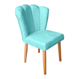 Kit 2 Cadeiras Poltrona Sala de Jantar Penteadeira Reforçada Decorativa Pétala Suede Azul Tifany - 3
