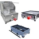 Ver imagem 1 de Kit Lanchonete Fogão Portátil 2 Bocas + Chapa 30cm e Fritadeira Profissional 1 Cuba Alcamar